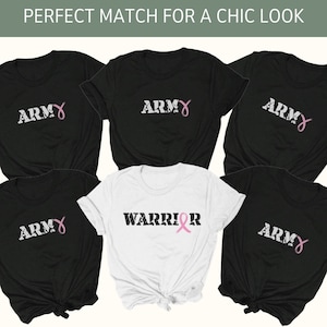 Cancer Warrior Army Shirt, Team Cancer Shirt, Cancer Support Shirt, Group Shirts Breast Cancer Awareness, Pink Ribbon Shirt, Cancer Survivor