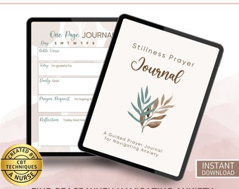Printable Prayer Journal, Anxiety Journal, Digital Bible Study Journal, Prayer Journal for Women, Self-Care Planner, Therapy Journal, CBT