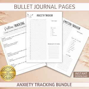 Printable Bullet Journal Pages Anxiety Tracker Bundle, 2024 Bullet Journal, Premade Bullet Journal Pages, Bujo Trackers, Instant Download