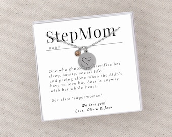 Personalized Stepmom Necklace, Bonus Mom Gift for Mother's Day, Mom Gift from Daughter, Stepmom Necklace, Custom Notecard Jewelry