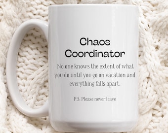 Chaos Coordinator Christmas Mug, Administrative Assistant Christmas Mug, Human Resources Gift, Coworker Gift, Secretary Gift
