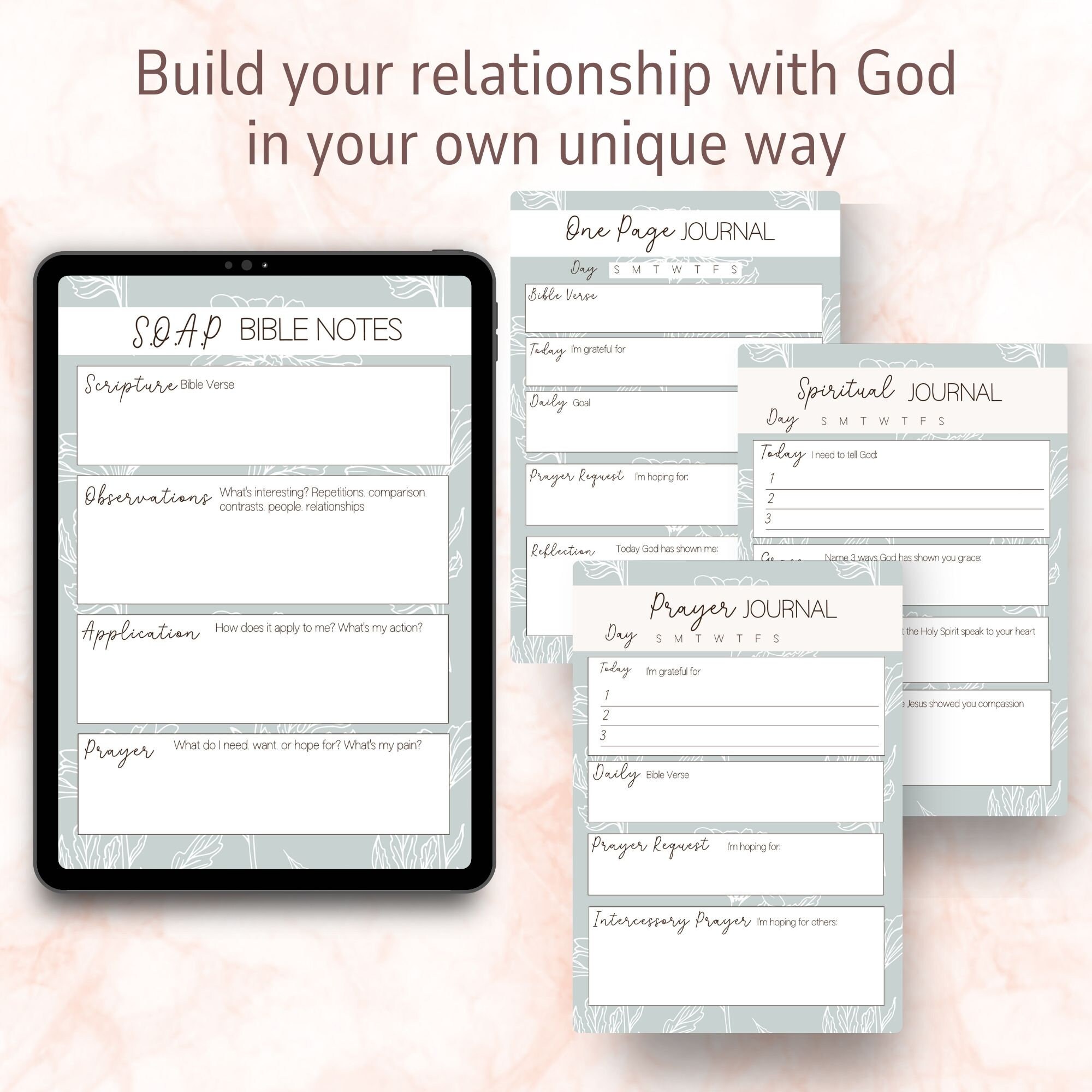 Anxiety Journal Printable, Prayer Journal for Women Printable, Bible Study Journal Digital, CBT ...