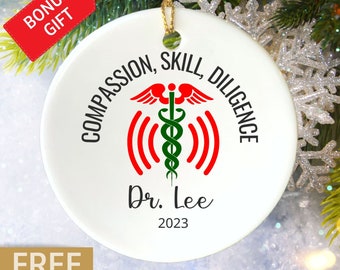 Doctor Christmas Ornament Personalized, Doctor Christmas Gift, Custom Doctor Appreciation Gift, Pediatrician Gift, Medical Grad Gift