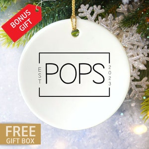 Personalized New Pops Ornament, First Christmas as New Grandpa, New Grandparents Gift, Custom Grandparents Ornament, Grandpa Keepsake