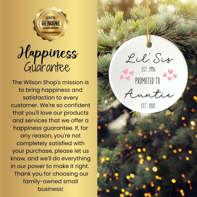 Personalized Sister New Aunt Christmas Ornament, Custom Future Aunt ...