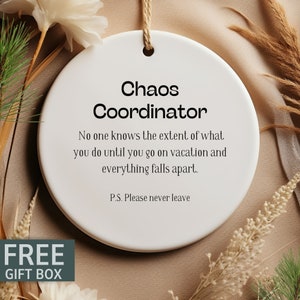 Chaos Coordinator Christmas Ornament, Administrative Assistant Christmas Ornament, Human Resources Gift, Coworker Gift, Secretary Gift