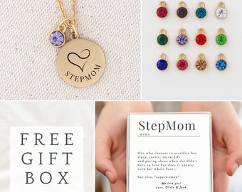 Personalized Stepmom Necklace, Bonus Mom Gift for Mother's Day, Mom Gift from Daughter, Stepmom Necklace, Custom Notecard Jewelry