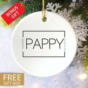 Personalized Pappy Ornament, First Christmas as New Grandpa, New Grandparents Gift, Custom Grandparents Ornament, Pappy Est Keepsake