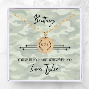 Personalized Long Distance Gift For Girlfriend, Military Jewelry, Deployment Gift, Boot Camp Gift, Army Wife, USMC, Military Wife
