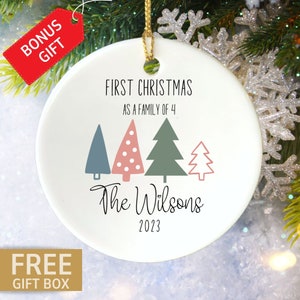 Personalized First Family Ornament with Name, Custom Family Ornament, Family Tree Decor, Family Tree Ornament, Family of Four 2023