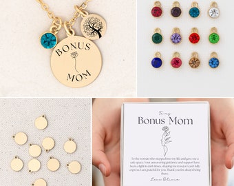 Bonus Mom Necklace Personalized, Bonus Mom Gift from Bride, Mom Gift from Daughter, Stepmom Mother's Day Gift, Custom Notecard Jewelry