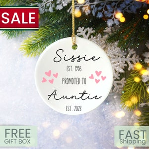 New Aunt Personalized Christmas Ornament, Custom Future Aunt Gift, New Baby Announcement, Auntie Christmas Gift, Aunt Ornament, Sister Gift