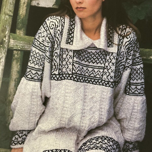 Knitting Pattern DK Fair Isle Smock knitting pattern Sweater Jumper