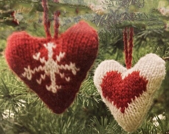 Knitting Pattern Christmas Hearts knitting pattern Decorations knitted Christmas tree decorations