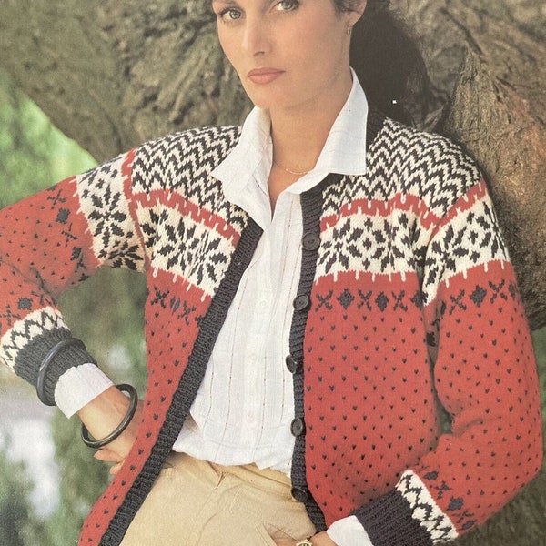 Ladies Knitting Pattern DK Christmas Pattern Norwegian Style Cardigan Knitting Pattern Jacket