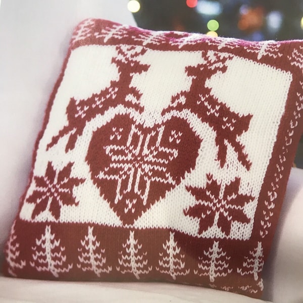 Knitting Pattern Aran Knitting Christmas Rudolph Nordic Scandinavian knitting pattern Cushion Cover