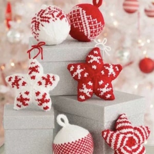 Knitting Pattern Aran Christmas Decorations knitting Ornaments Balls knitting pattern Stars