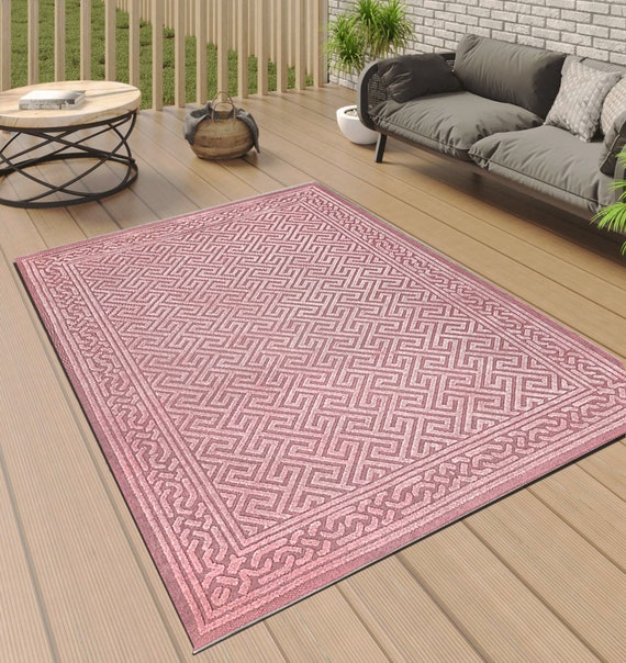 PINK OUTDOOR RUG Modern Rugs for Garden Decking Rugs for Patio