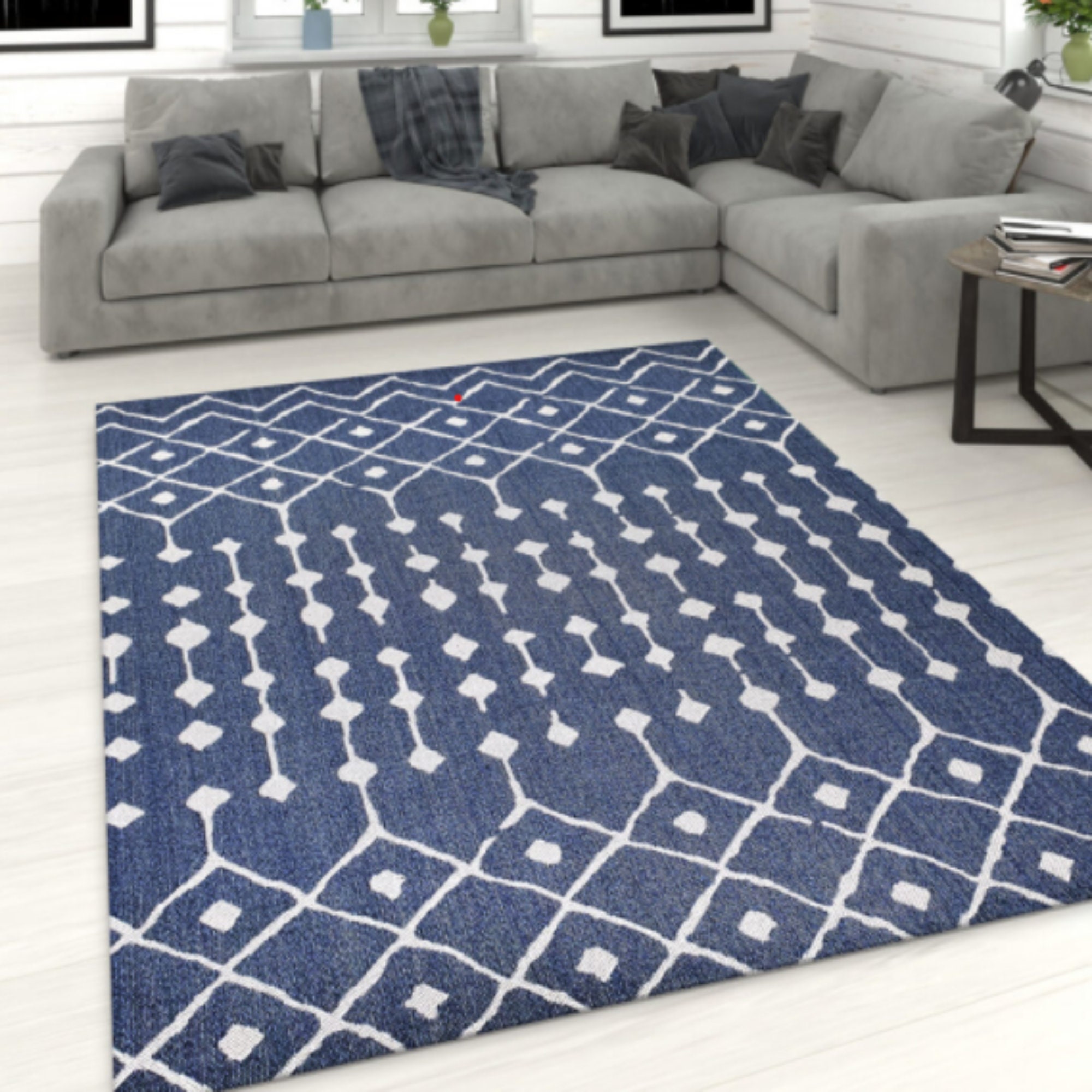 Berber Rug Cotton Navy Blue Rug for Living room Large Area Rug Etsy
