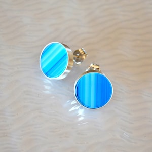 Silver and glass button earrings
