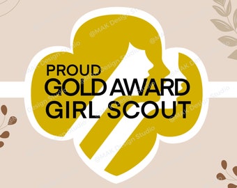 3" Trefoil Gold Award Girl Scout Sticker for Car, water bottle, laptop, Gold Award gifts