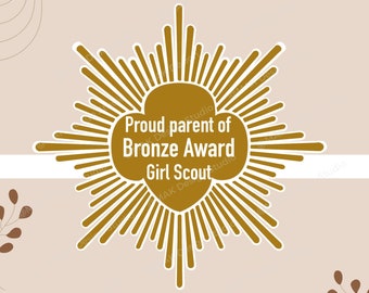 5" Star Proud Parent of Bronze Award Girl Scout Car Magnet, Bronze Award gift
