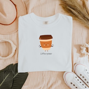 Coffee Power Comfort Colors Shirt Coffee Shirt Oversized Shirt Coffee Lover Gift For Friend Coffee Lover Funny Coffee Shirt Cotton TShirt