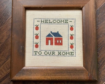 Vintage Welcome to Our Home Pineapples Cross stitch Handmade
