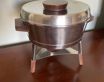 Vintage Stelton Stainless Steel Fondue Pot Chafing Dish Denmark