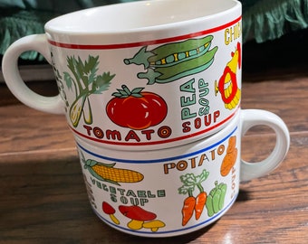 Vintage Ceramic Soup Mugs Unmarked Brand