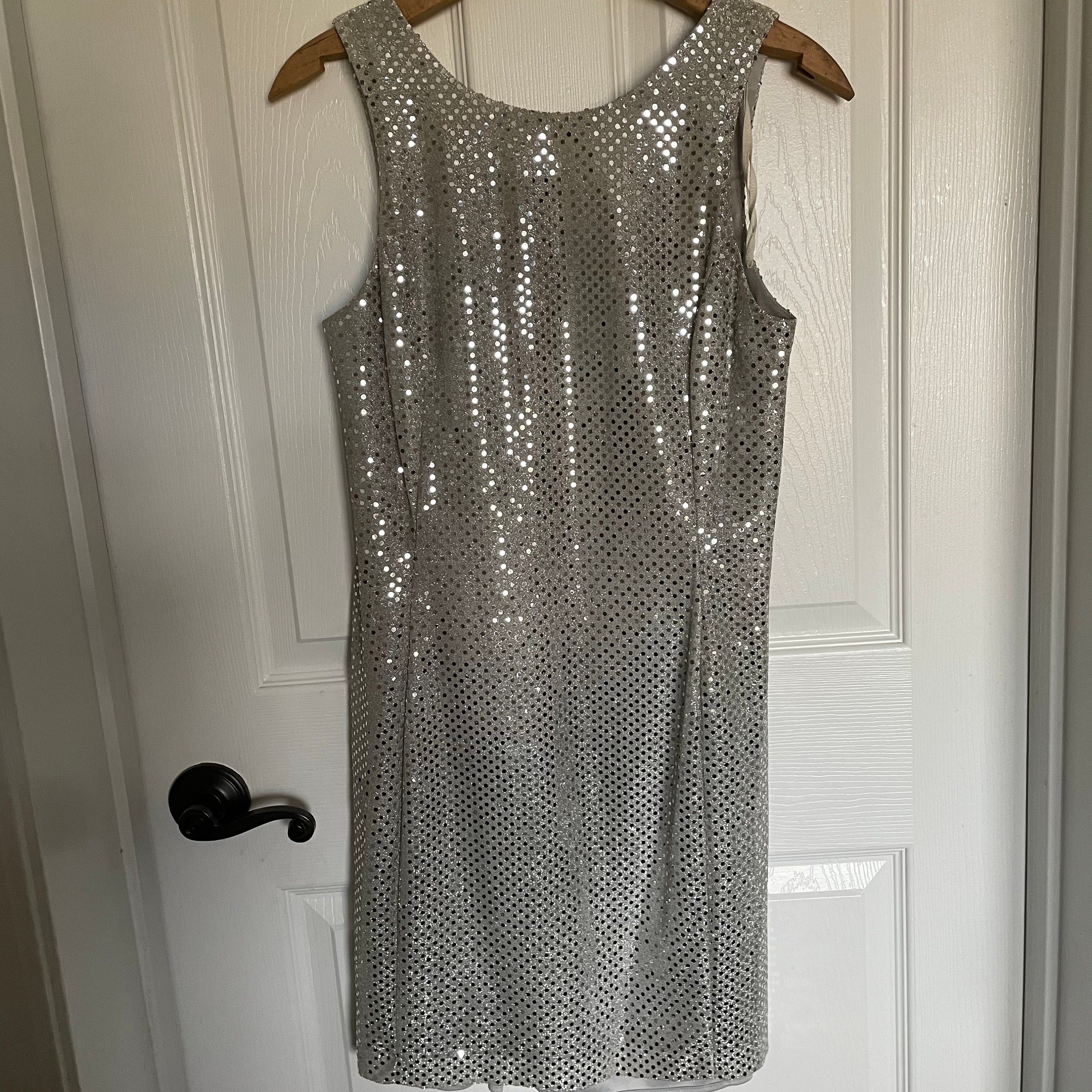Vintage Rhapsody Silver Sequin Dress - Etsy Vintage Rhapsody Silver Sequin Dress - Etsy
