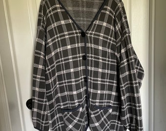 Vintage Diane Von Furstenburg Plaid Cardigan Grandpa Sweater Plus Size