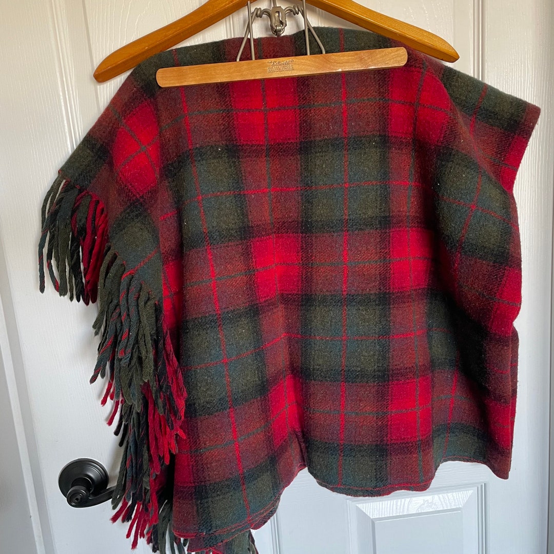 Vintage Pendleton Wool Blanket Red Green Plaid Etsy