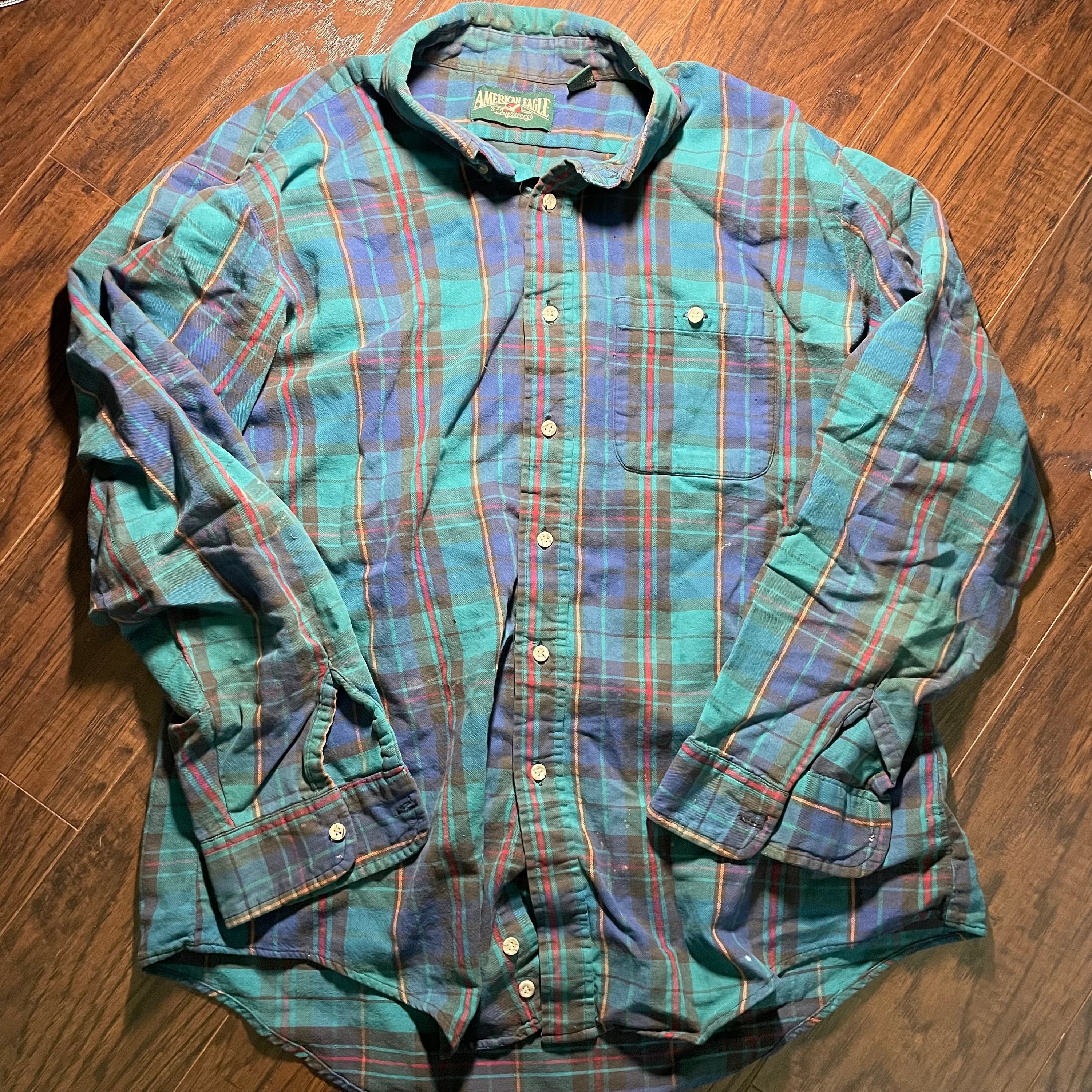 Vintage American Eagle Plaid Button up Shirt - Etsy