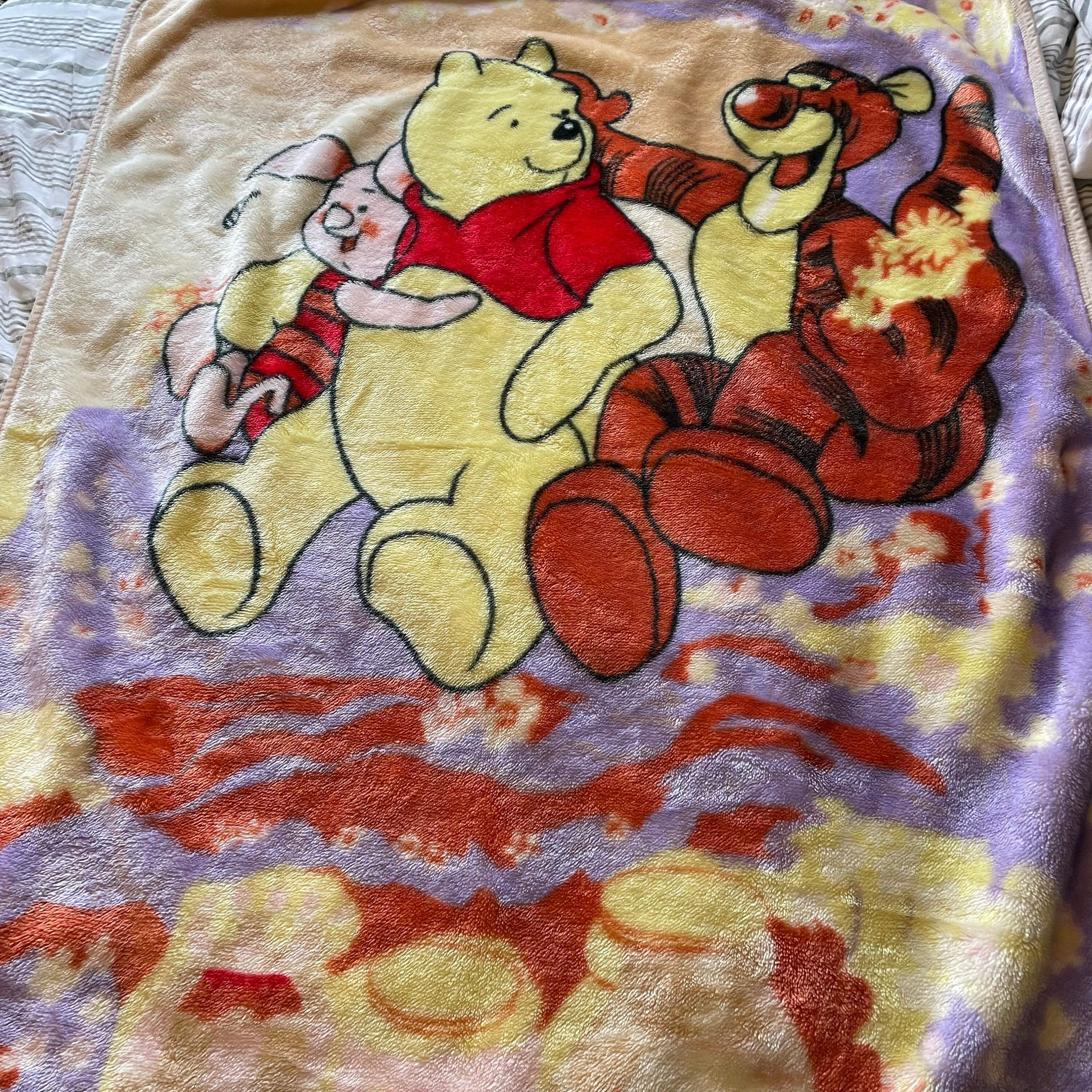 Winnie Pooh Piglet toile fleece baby blanket Handmade with licensed fleece  RARE