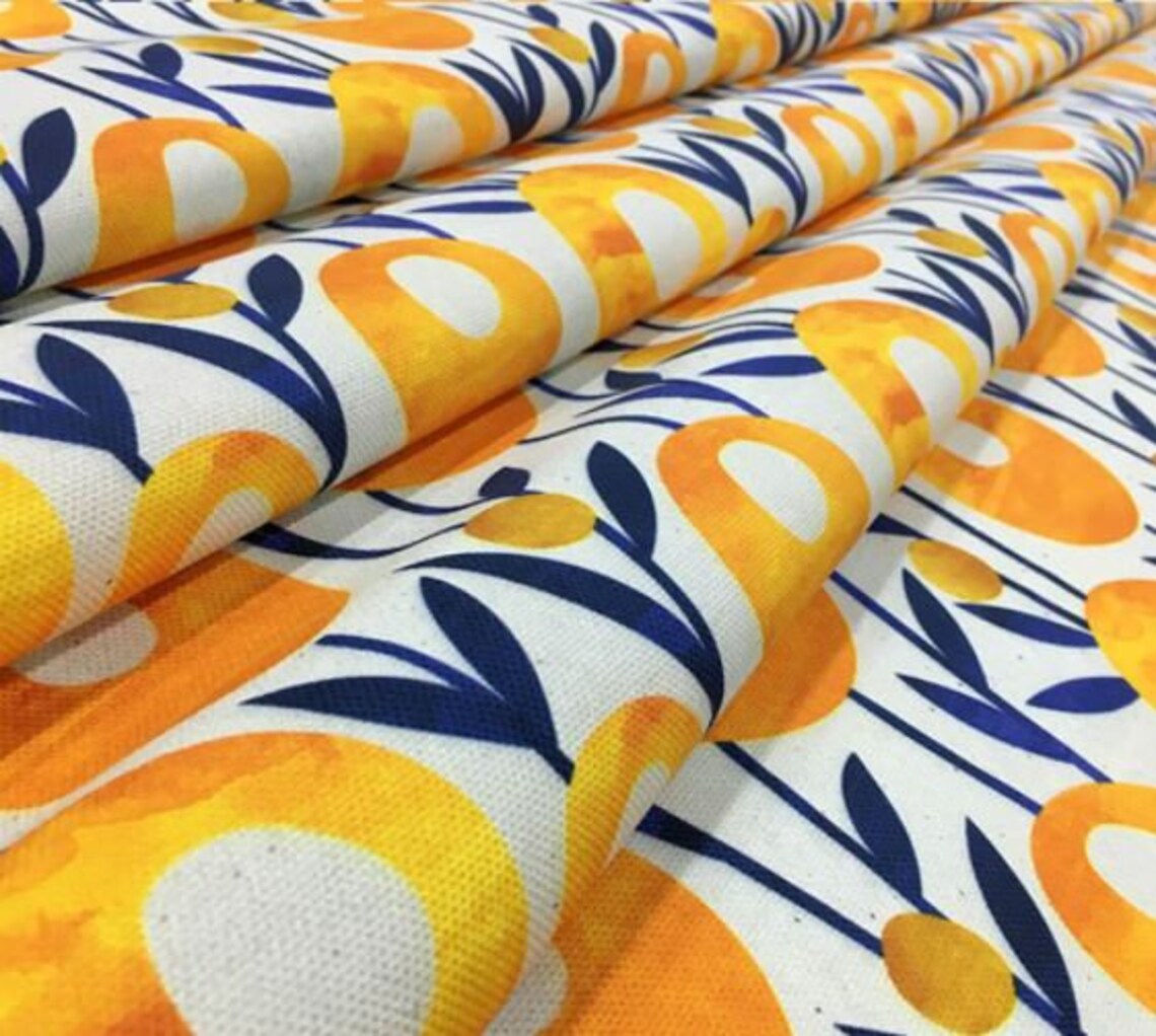 Yellow Abstract Flowers Upholstery Fabric Pillow Cushion Etsy UK