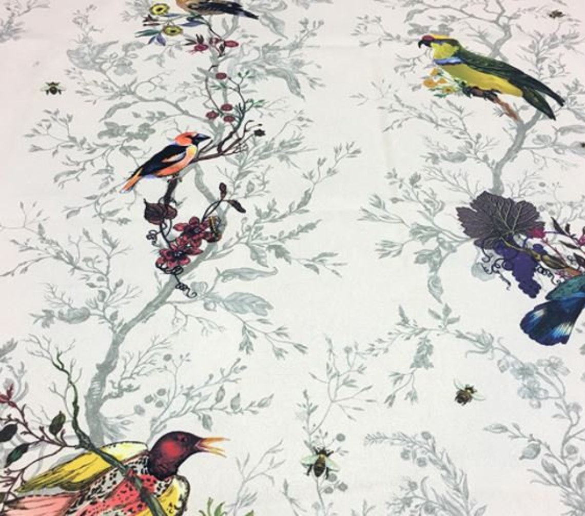 Birds Canvas Fabric Upholstery Fabric Pillow Fabric Etsy