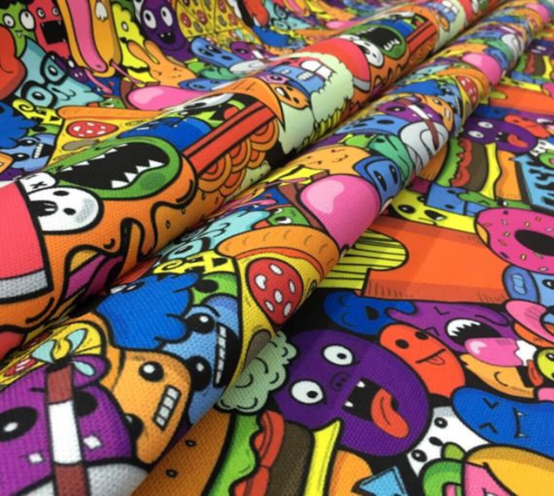 Pop Art Upholstery Fabric Fastfood Pattern Pillow Fabric Etsy UK