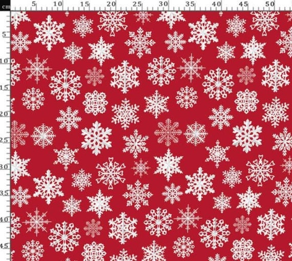 Snowflakes Canvas Upholstery Fabric Red Canvas Fabric | Etsy
