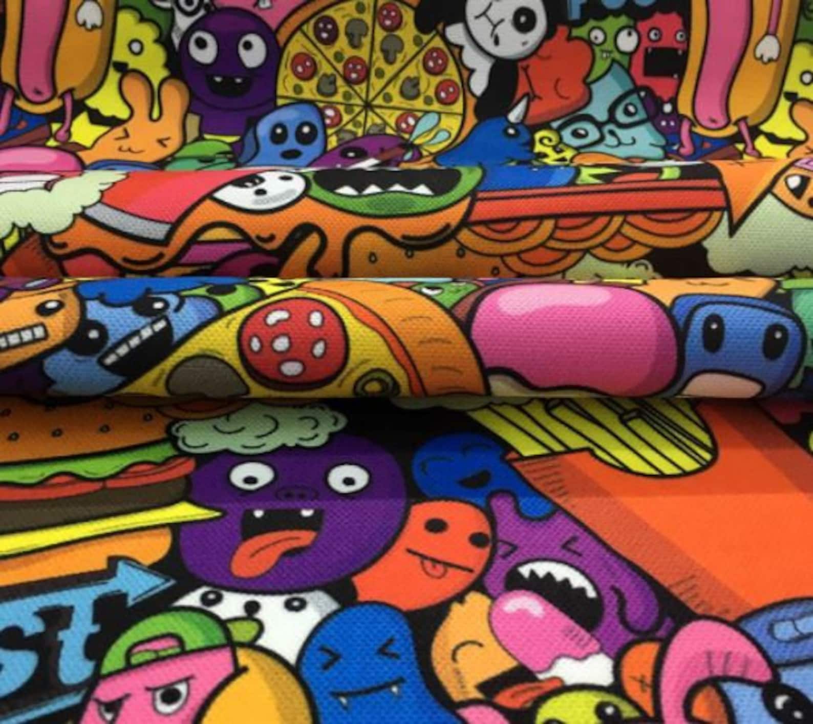 Pop Art Upholstery Fabric Fastfood Pattern Pillow Fabric Etsy UK