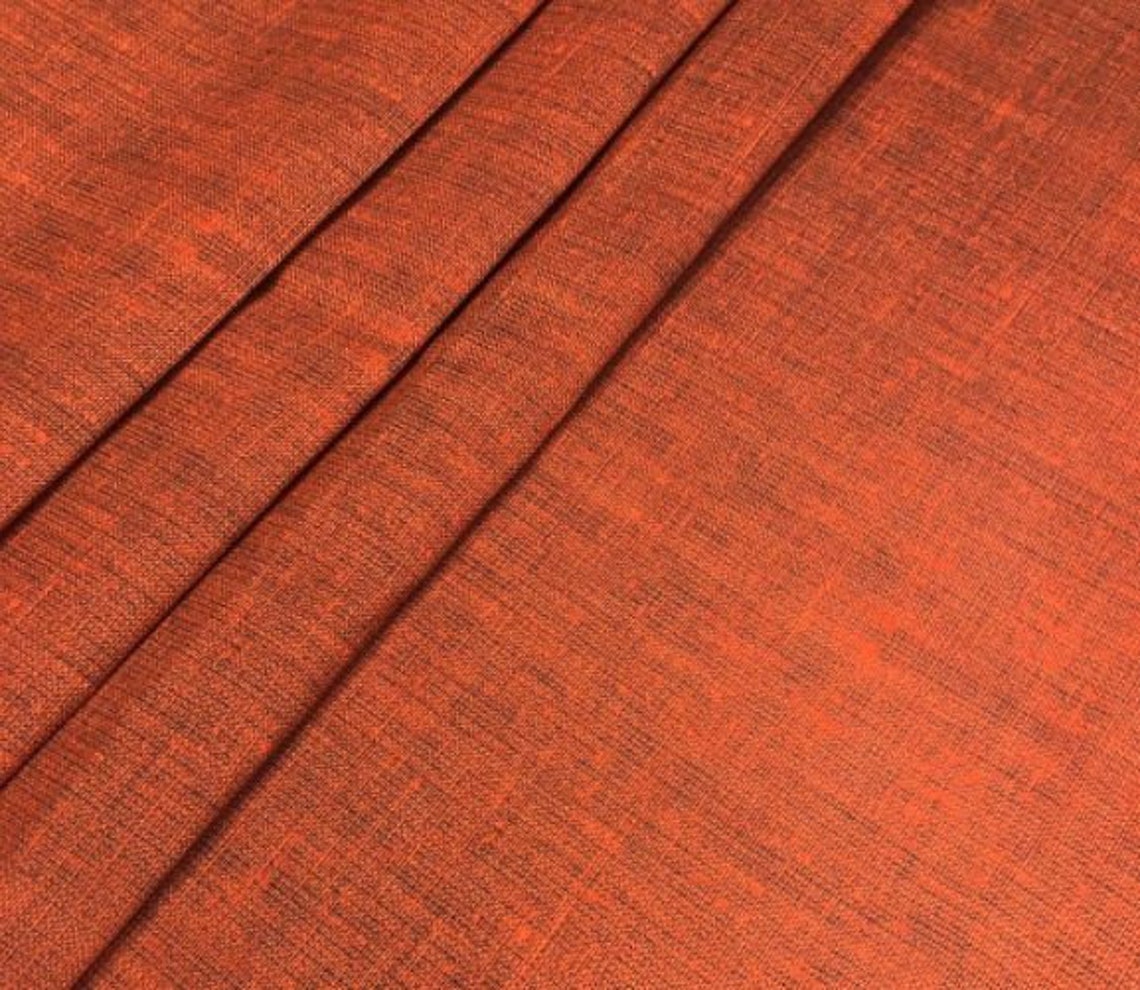 Orange Upholstery Fabric Linen Like Fabric Curtain Fabric Etsy