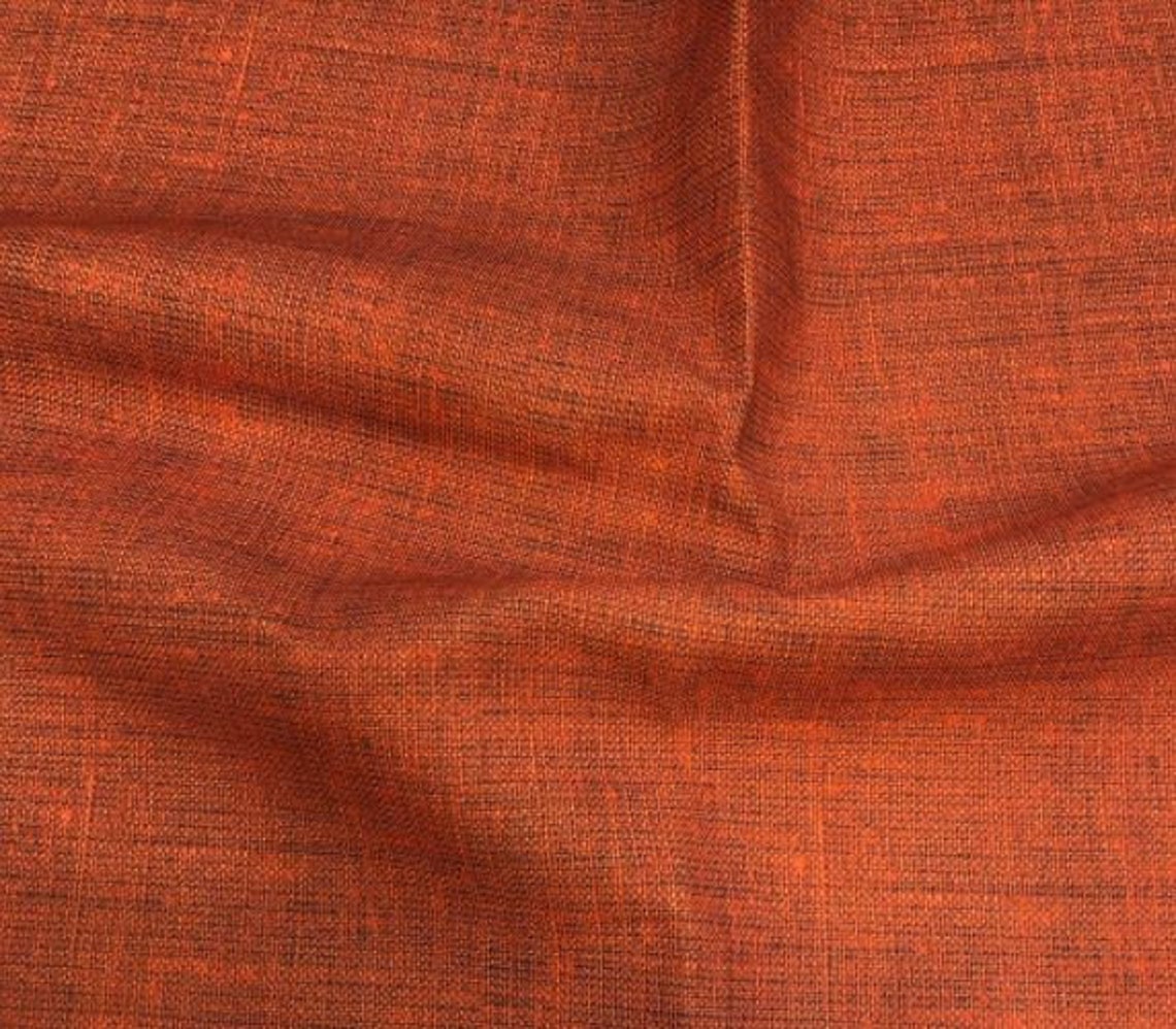 Orange Upholstery Fabric Linen Like Fabric Curtain Fabric Etsy