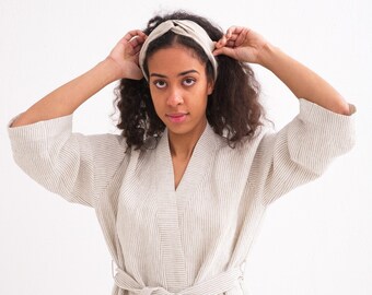 Linen Robe, Linen Bath Robe, Soft Linen Lounge Wear, Linen Kimono Robe