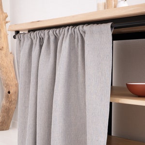 Linen Kitchen Curtain: Farmhouse Cupboard Hideaway - Rod Pocket
