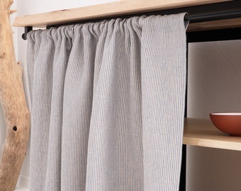 リネンキッチンカーテン：ファームハウスカップボードハイダウェイ - ロッドポケット、チェック柄カフェパネル