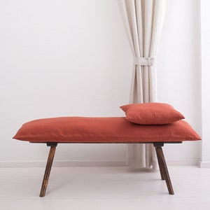 Linen Pillow Cover. Washed linen pillowcase with zipper. Stylish custom size linen pillow for living room. Lumbar linen pillow