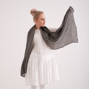 Linen scarf. Natural soft washed linen scarf.