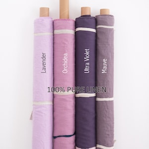 Organic Pink Purple Linen Fabric: European Soft Linen by the Yard