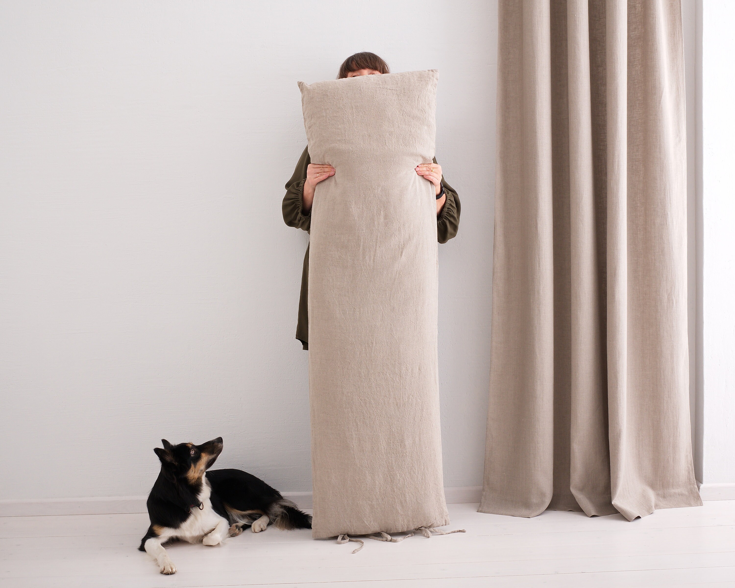 Linen Body Pillow Case Body Pillow Body Pillow With Ties Etsy