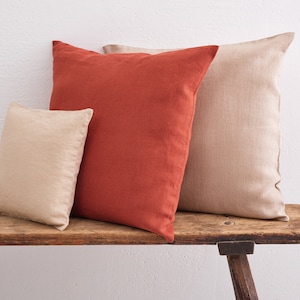 LINEN PILLOW COVER - Square Pillow Cover - Softened Pillow Case - Zipper Pillow Case - Stylish Pillow  Cover - Organic Pillow Case